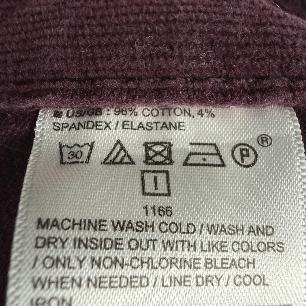 Banana Republic Travel Jean Cord Pants Mens 35x30 Burgundy Slim Fit 599226